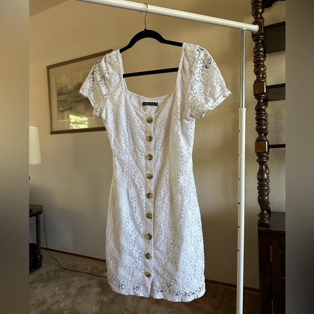 Abercrombie dress, white with buttons